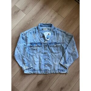 NWT Ci Sono Denim Distressed Jean Jacket Light Wash Oversized Trucker X x123